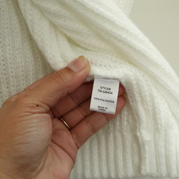 Zenana Womens Open Front Cardigan Sweater Ribbed Knit Long Sleeve White Large - Picture 3 of 7